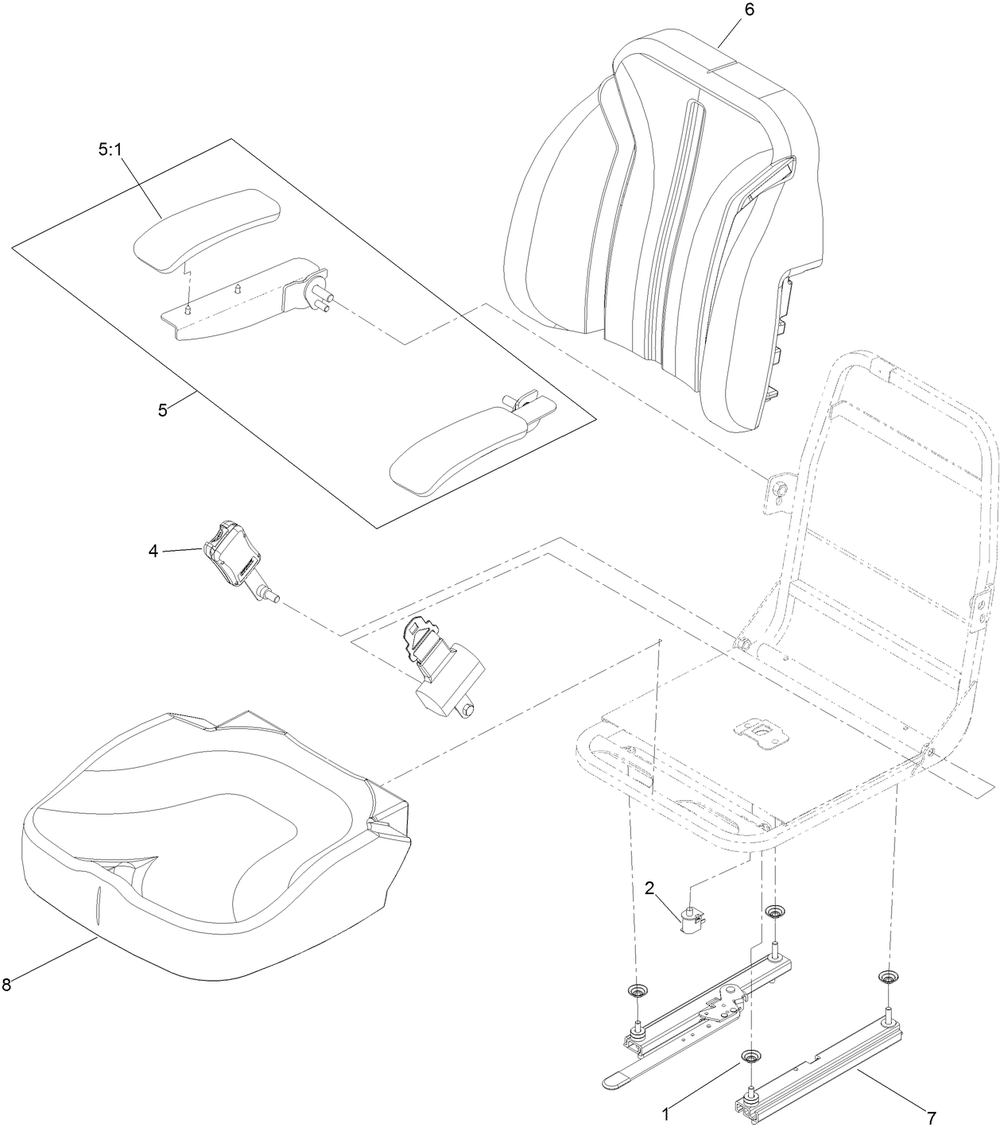 Seat Assembly Diagram and Parts List for 77290 410200000-999999999 Toro Lawn Tractor