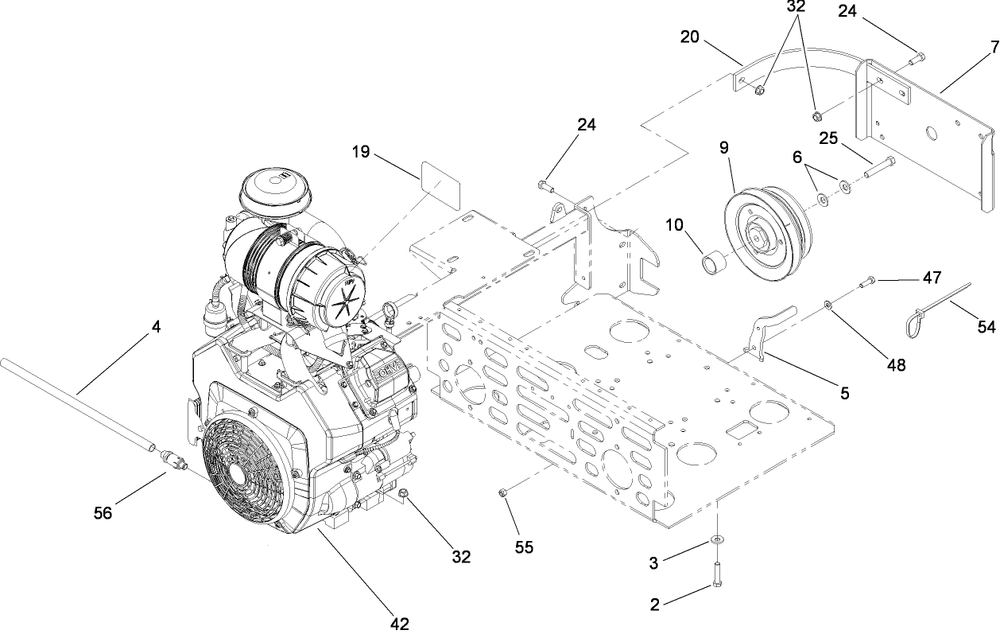 Engine And Clutch Assembly Diagram and Parts List for 74291 (280000001-280999999)(2008) Toro Lawn Mower