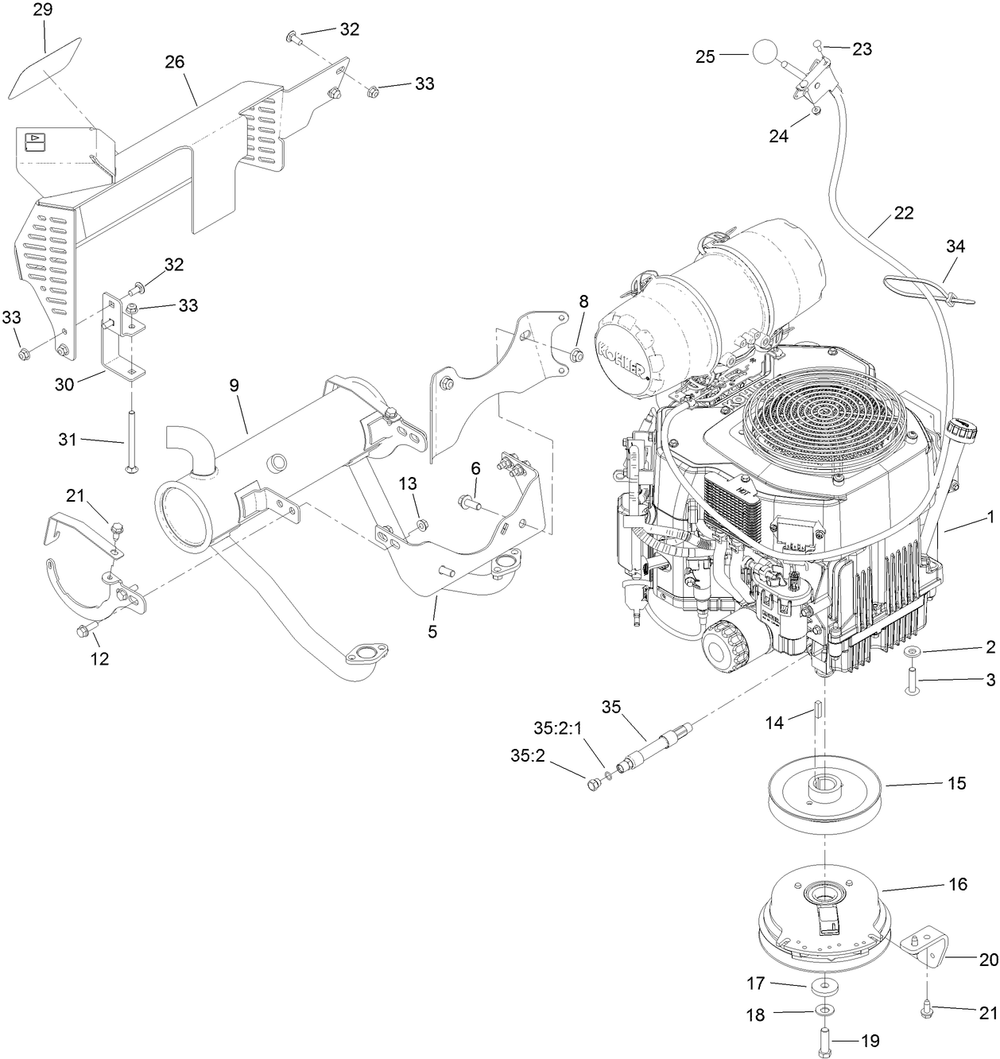 Engine Assembly Diagram and Parts List for 79518 (316000001-316999999)(2016) Toro Lawn Mower