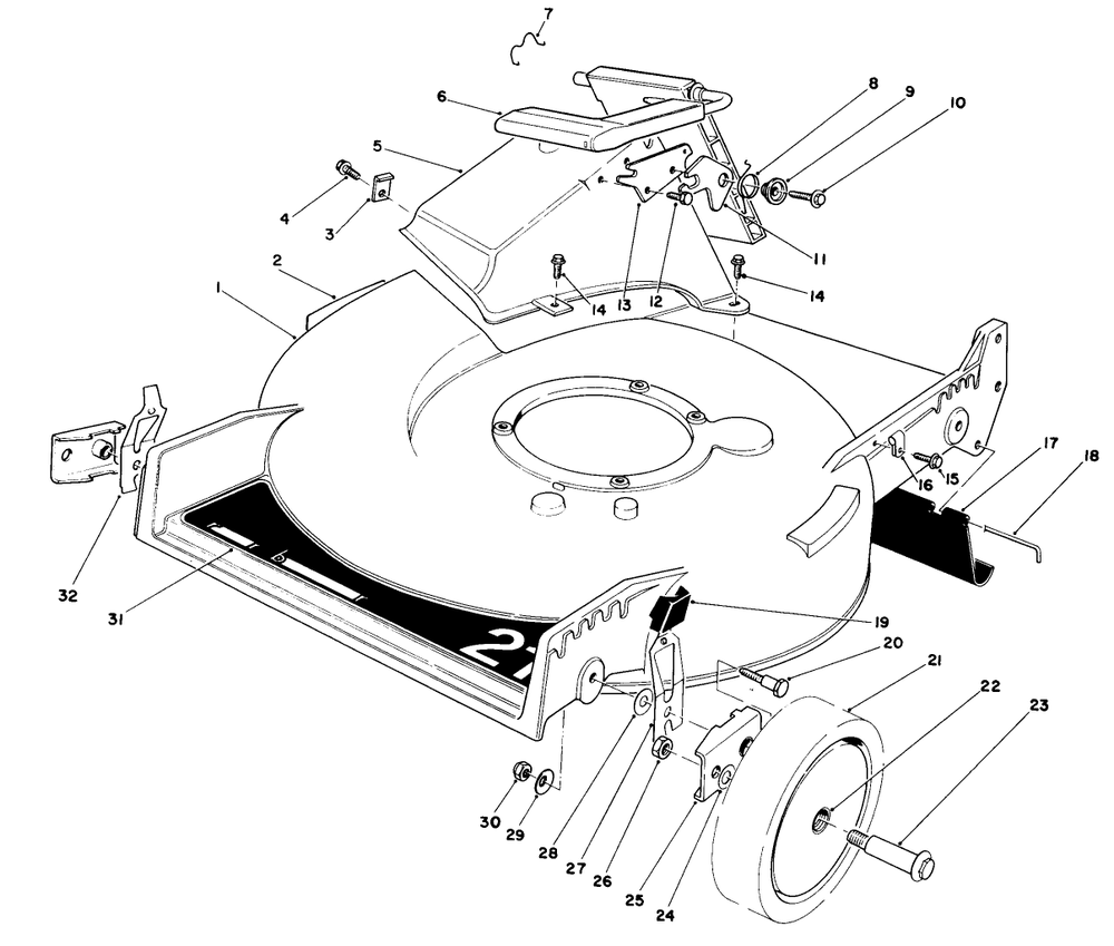 Housing Assembly Diagram and Parts List for 20570 5000001 - 5999999 Toro Lawn Mower