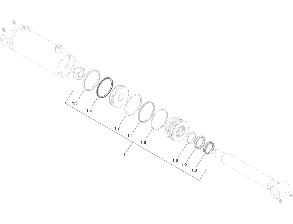Hydraulic Cylinder Assembly No. 133-5958 Diagram and Parts List for 23803 400000000 - 999999999 Toro Lawn Tractor Accessories