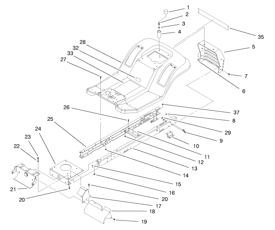 Frame Assembly Diagram and Parts List for 71189 7900001 - 7999999 Toro Lawn Tractor