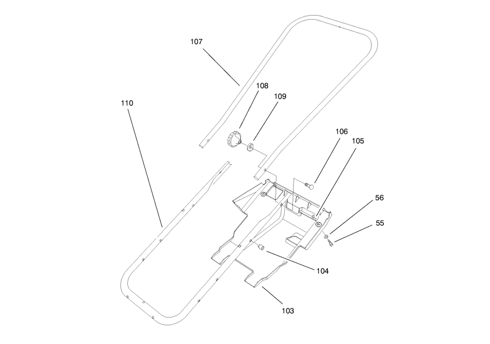Handle Assembly Diagram and Parts List for 38171 8900001 - 8999999 Toro Snow Blower