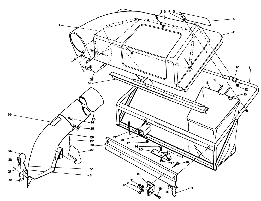 Twin Bagger Grass Catcher Model No. 59122 (Optional) Diagram and Parts List for 57360 7000001 - 7999999 Toro Lawn Tractor
