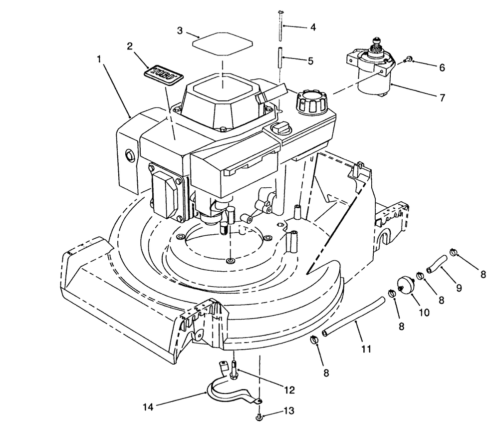 Engine Assembly Diagram and Parts List for 26625B 2000001 - 2999999 Toro Lawn Mower
