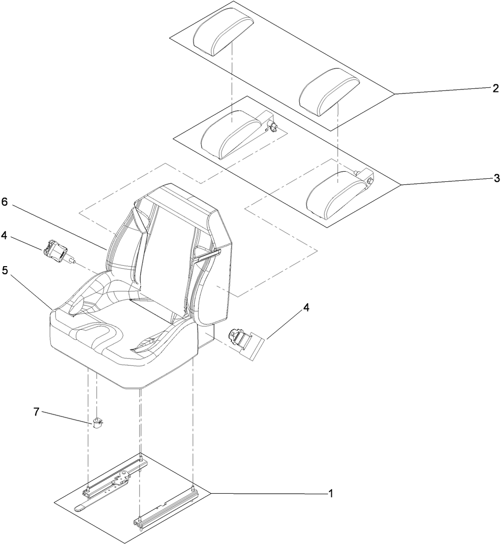 Seat Assembly Diagram and Parts List for 74274 (310000001-310999999)(2010) Toro Lawn Mower