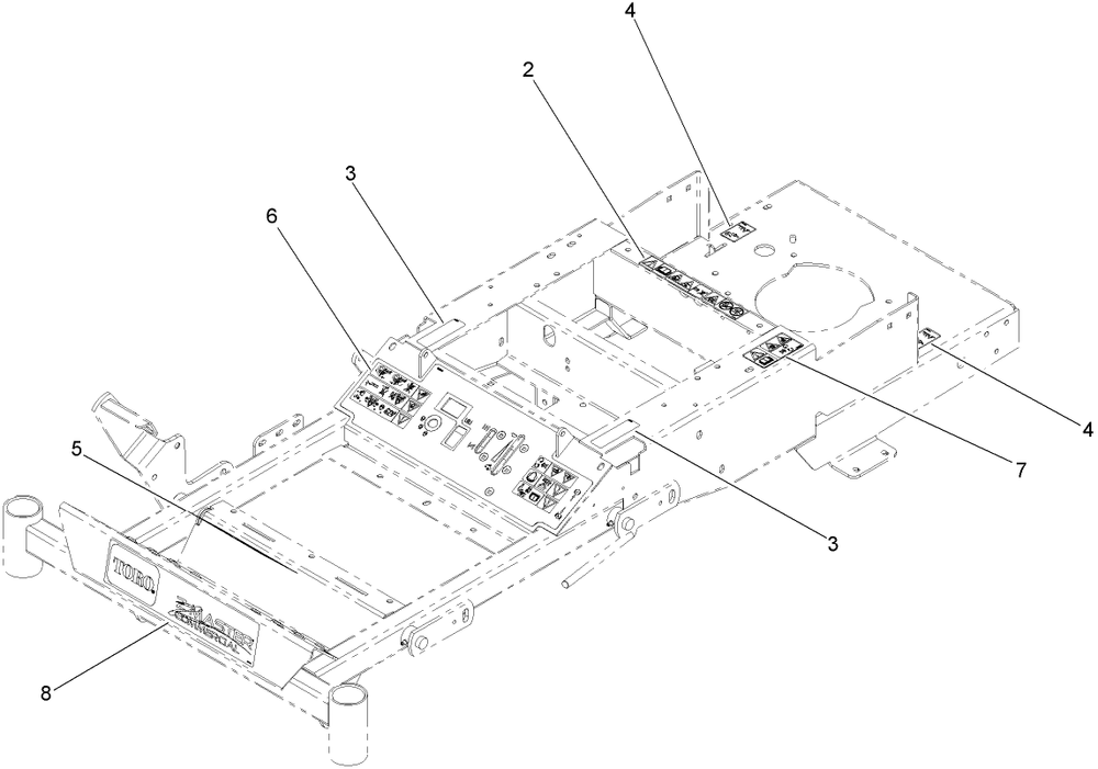Frame Decal Assembly Diagram and Parts List for 74409TE (270000001-270000700)(2007) Toro Lawn Mower