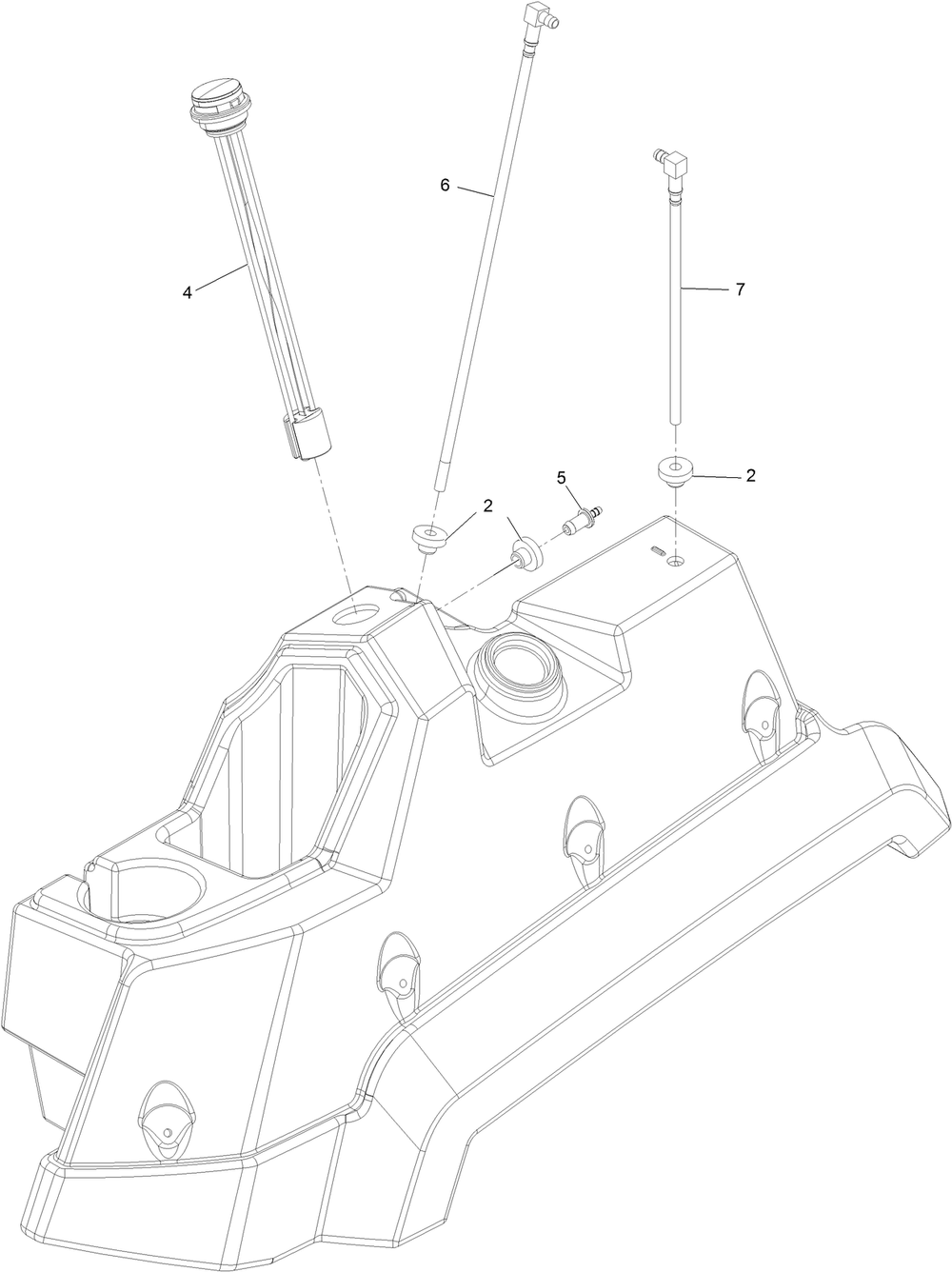 Lh Fuel Tank Assembly Diagram and Parts List for 74072 403226744-404399999 Toro Lawn Mower