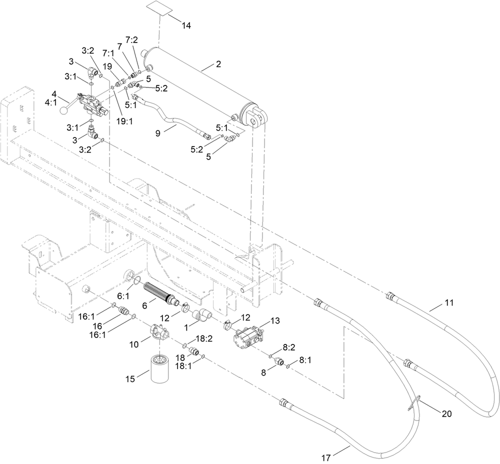 Hydraulic Pump Assembly Diagram and Parts List for 23618 412400000 - 999999999 Toro Log Splitter