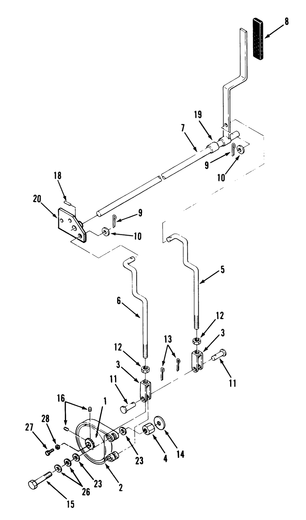 Parking Brake Diagram and Parts List for Z1-24OE05 2000001 - 2999999 Toro Lawn Tractor