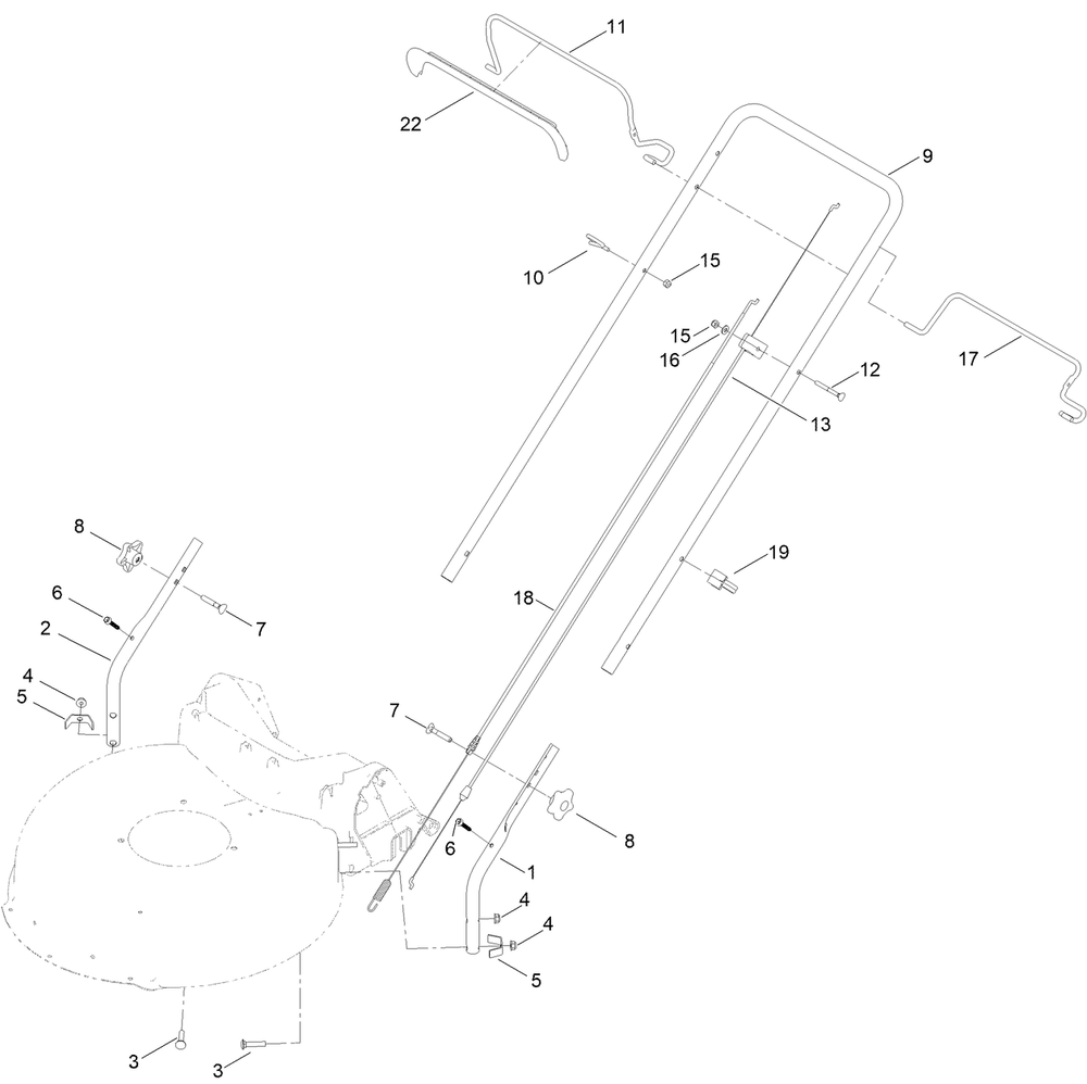 Handle Assembly Diagram and Parts List for 21352 412256383 - 999999999 Toro Lawn Mower