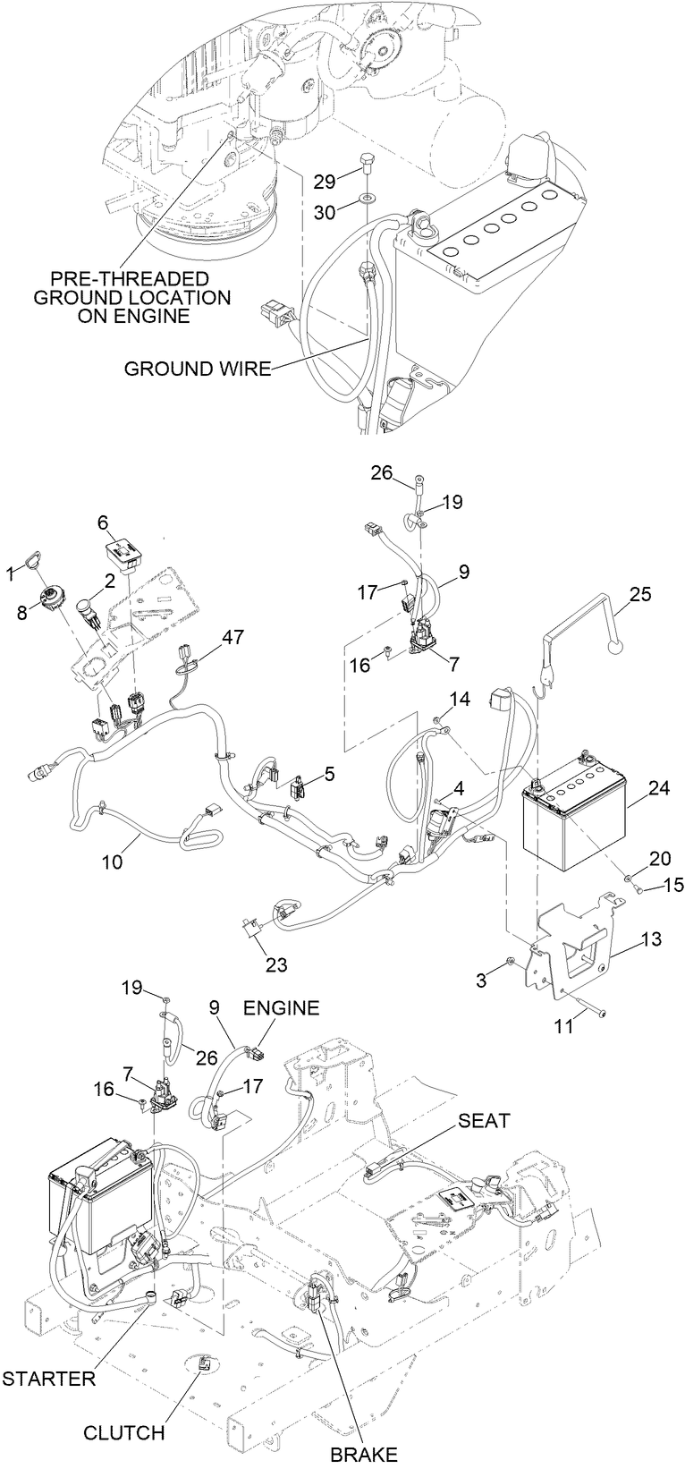 Electrical Assembly Diagram and Parts List for 77284 413000000 - 999999999 Toro Lawn Tractor