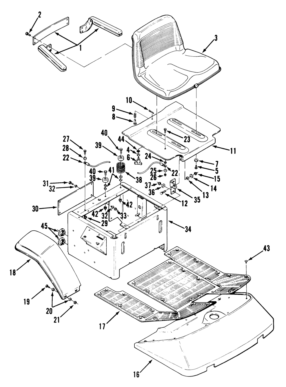 Section 8-Fenders, Floor Pan And Seat Diagram and Parts List for Y1-16OE01  Toro Lawn Tractor