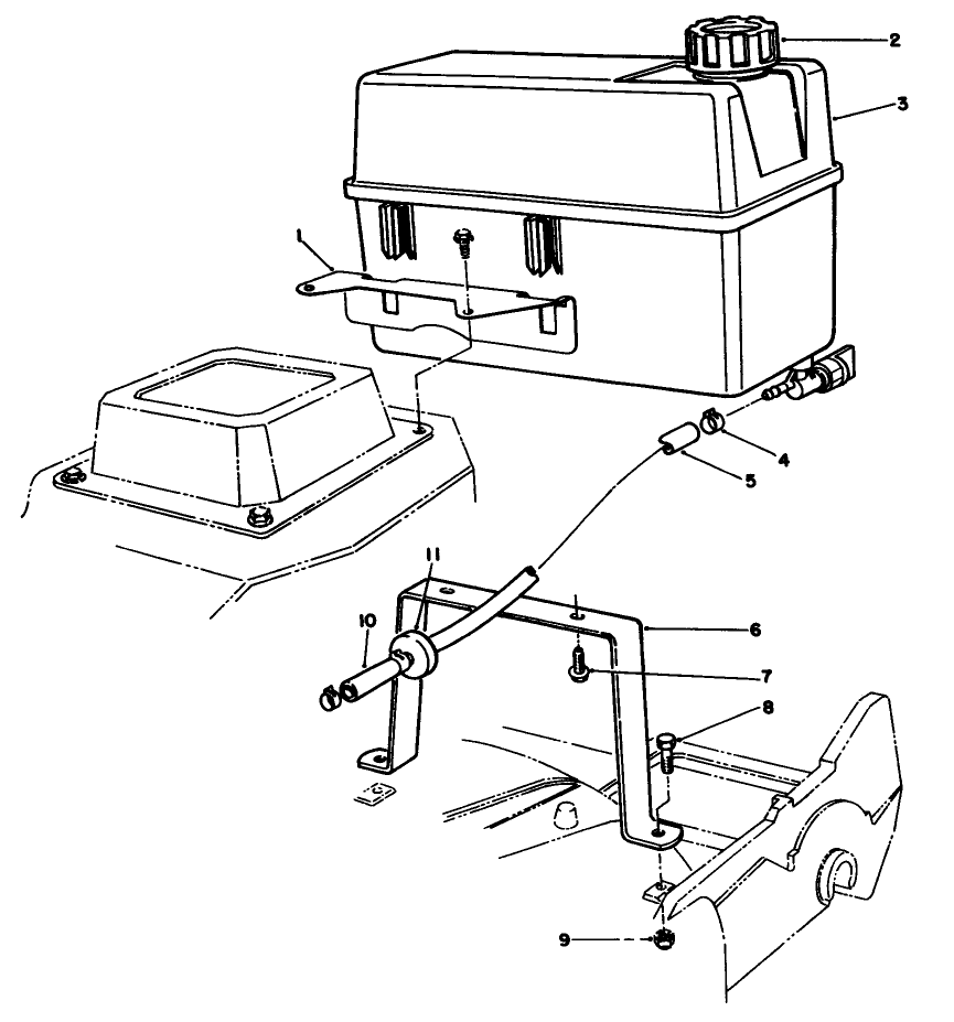 Gas Tank Assembly Diagram and Parts List for 22622 1000001 - 1999999 Toro Lawn Mower