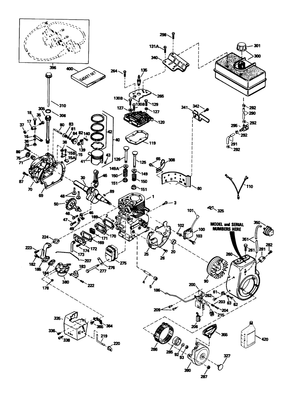 Engine Tecumseh Model No. Hm80-155337s Diagram and Parts List for 38543 4900001 - 4999999 Toro Snow Blower