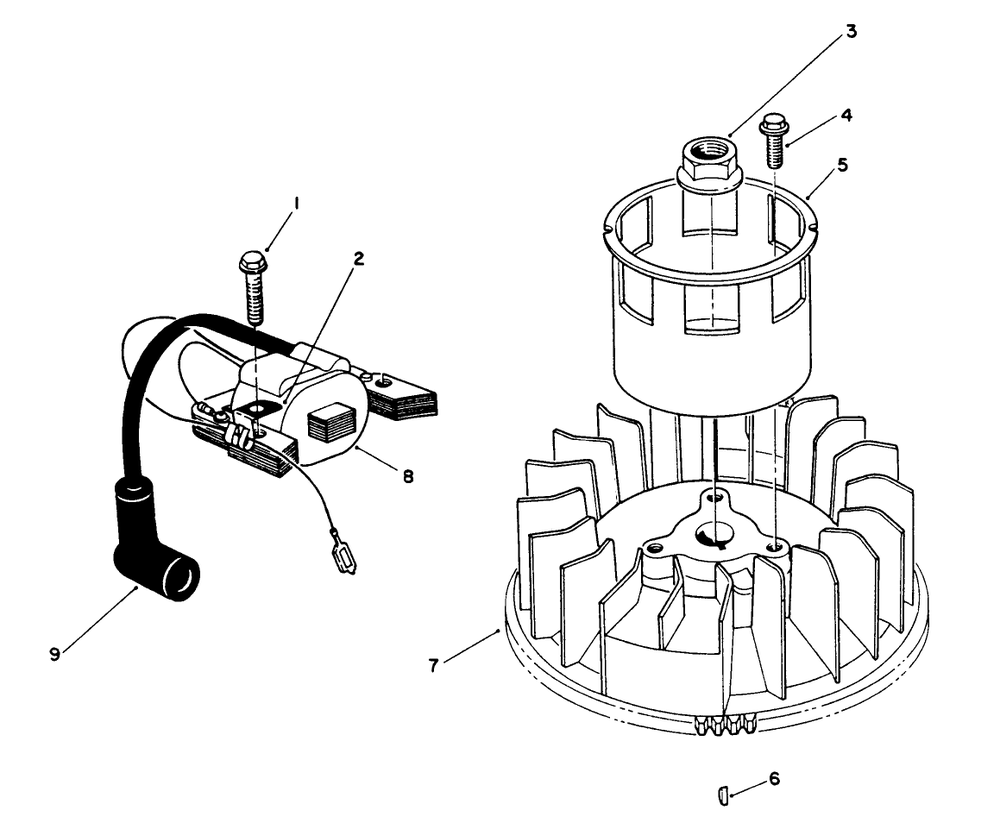 Magneto & Flywheel Assembly (Engine Model No. Vm140) Diagram and Parts List for 26622 1000001 - 1999999 Toro Lawn Mower