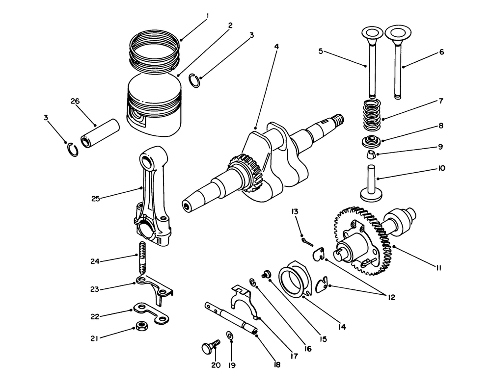 Crankshaft & Camshaft Diagram and Parts List for 62027 4000001 - 4999999 Toro Generator