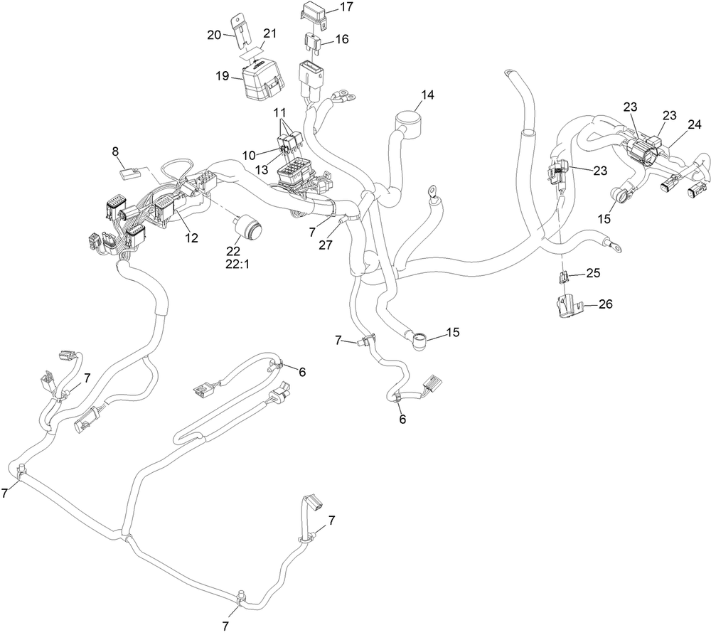 Electrical Harness Assembly No. 142-8168 Diagram and Parts List for 74090 410000000 - 412999999 Toro Lawn Tractor