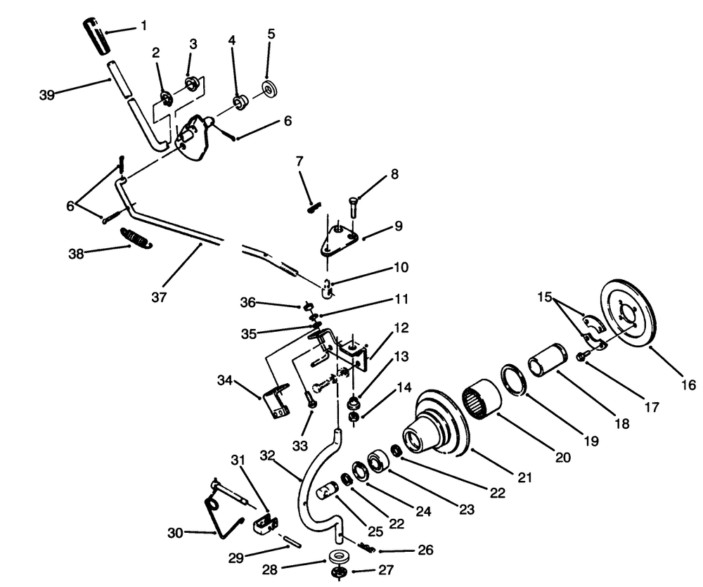 Pto Clutch & Control Diagram and Parts List for 73520 4900001 - 4999999 Toro Lawn Tractor