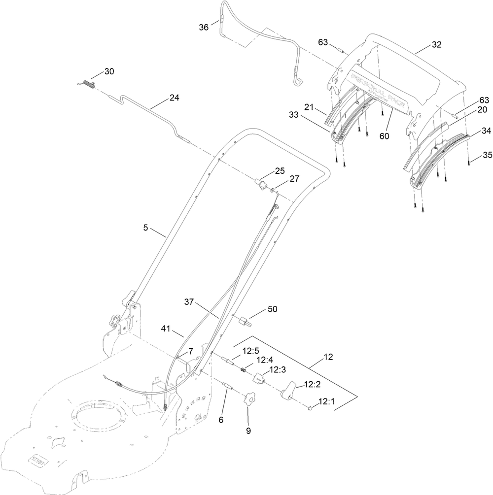 Handle Assembly Diagram and Parts List for 21568T 412400000 - 999999999 Toro Lawn Mower