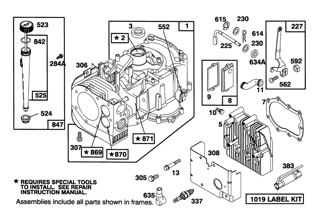 Engine Briggs & Stratton Model 286707-0453-01 Diagram and Parts List for 71202 4900001 - 4999999 Toro Lawn Tractor