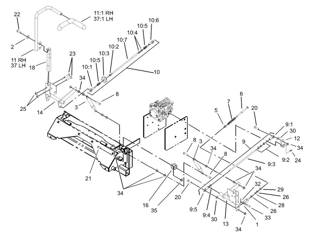 Steering Controls Assembly Diagram and Parts List for 74213 (230006001-230999999)(2003) Toro Lawn Mower