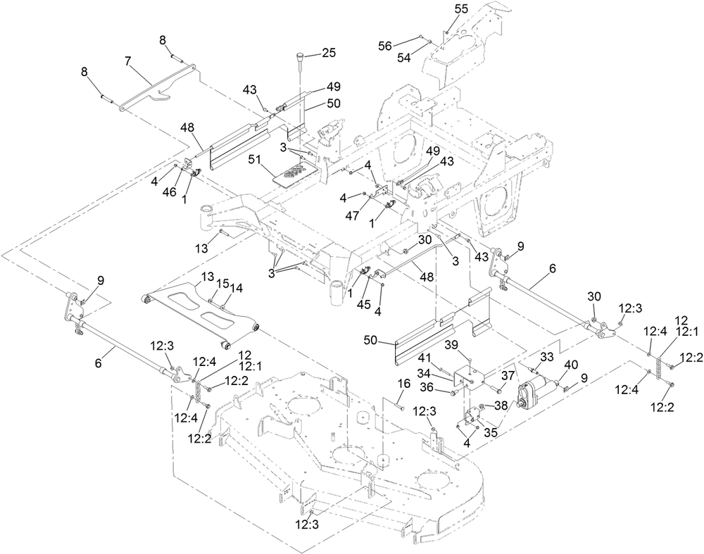 Deck Lift Assembly Diagram and Parts List for 74056TE 400000000-408907972 Toro Lawn Tractor