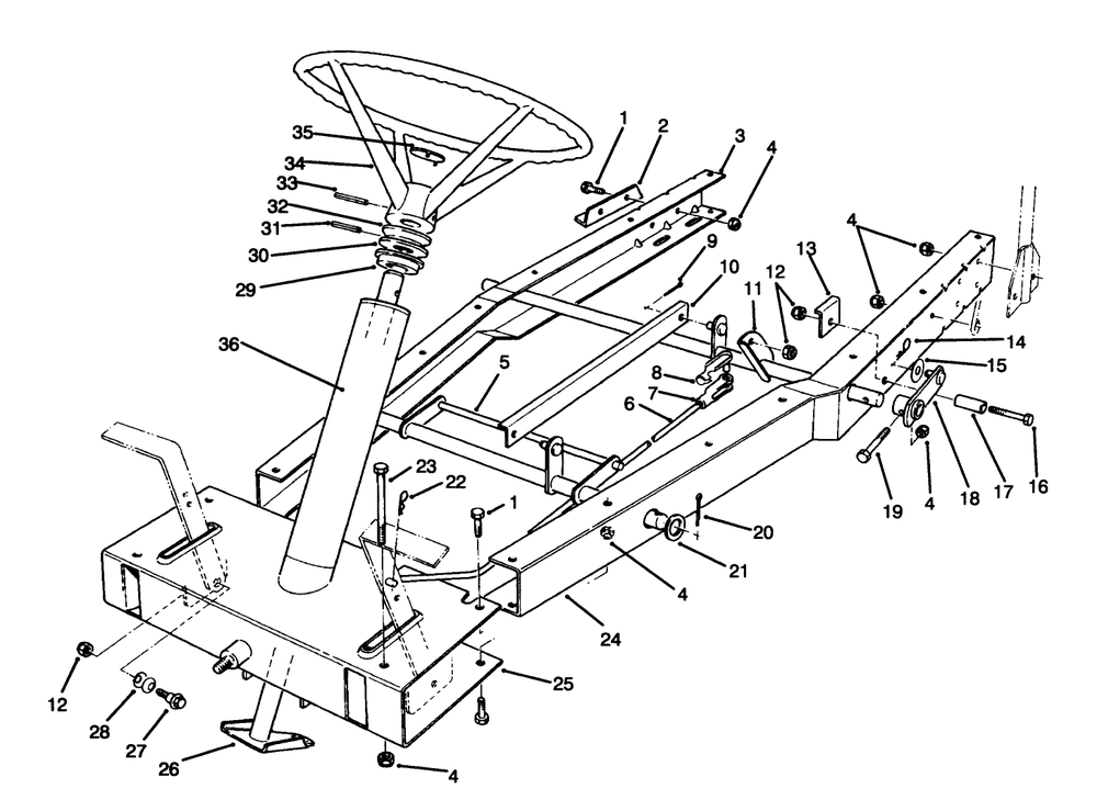 Frame Assembly Diagram and Parts List for 70040 7900001 - 7900578 Toro Lawn Tractor
