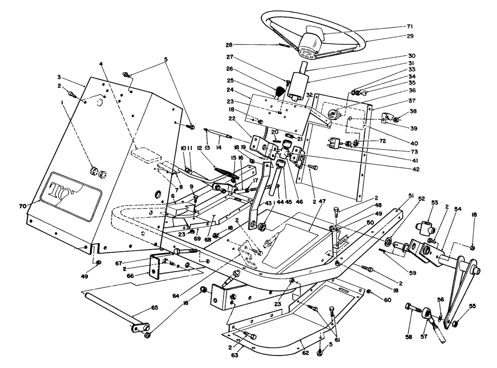 Frame & Steering Assembly Diagram and Parts List for 30610 390001 - 399999 Toro Lawn Tractor
