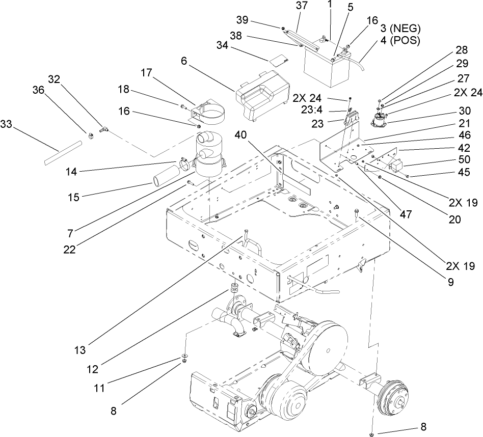 Drivetrain Mount Assembly Diagram and Parts List for 12004TC 240000001 - 240999999 Toro Lawn Tractor