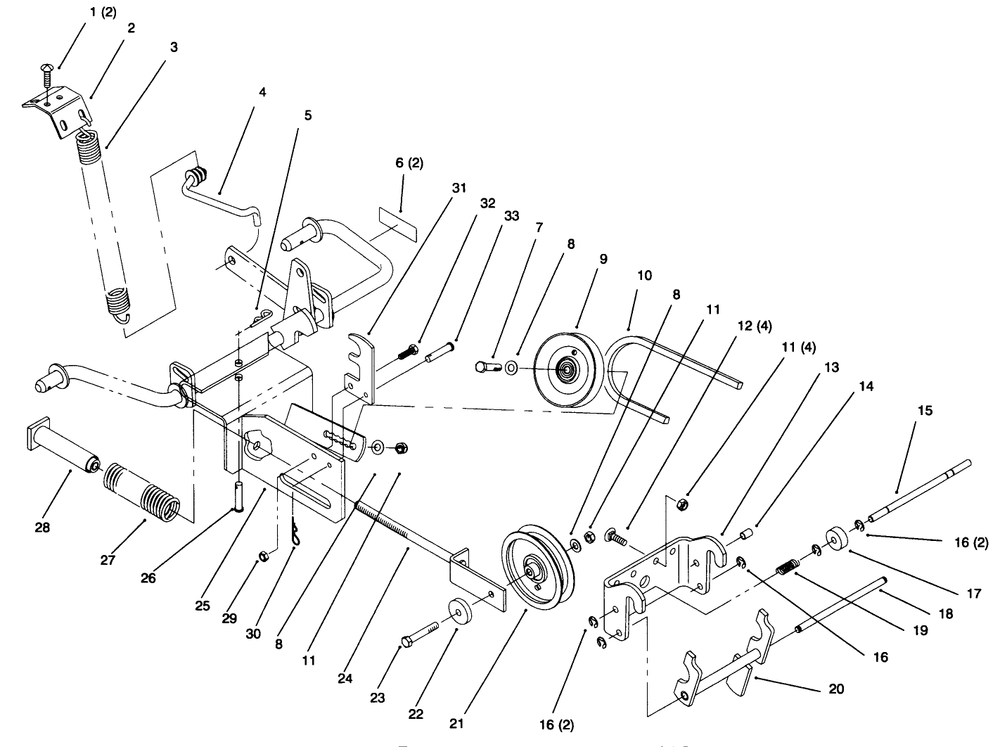 Pulley And Hitch Assembly Diagram and Parts List for 79263 7900001 - 7999999 Toro Lawn Tractor