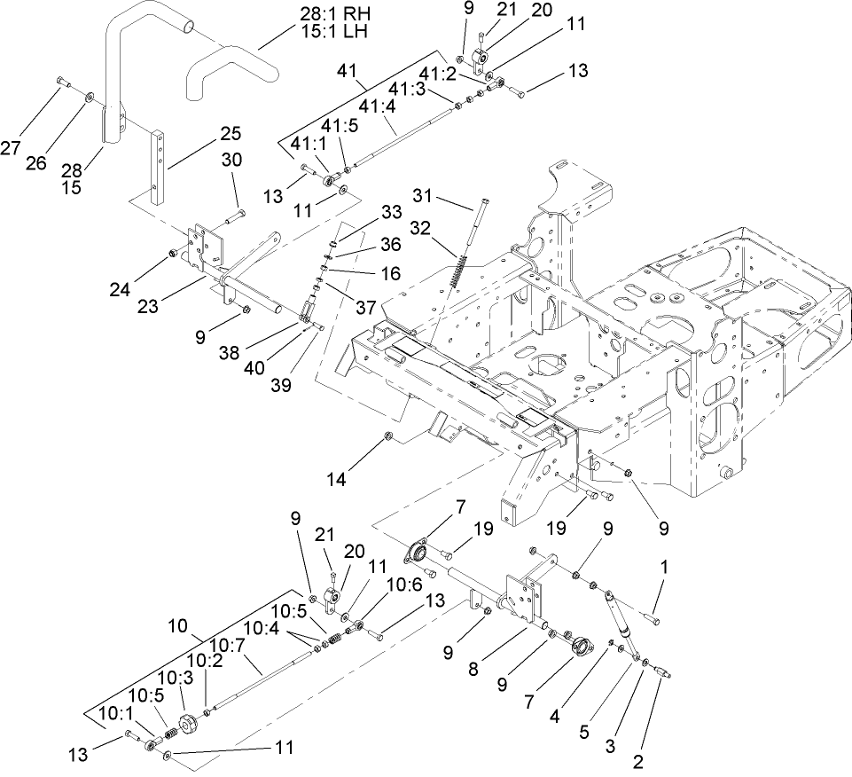 Motion Control Assembly Diagram and Parts List for 74416TE (250005001-250999999)(2005) Toro Lawn Mower