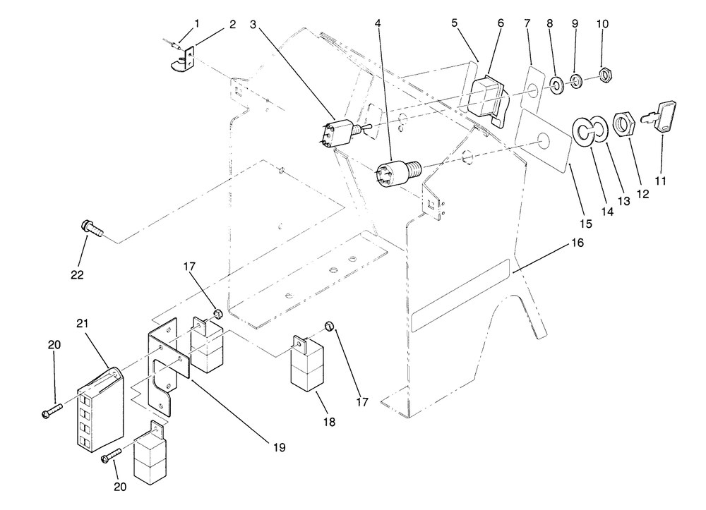 Dash Assembly Diagram and Parts List for 22-14OE01 1000001 - 1999999 Toro Lawn Tractor