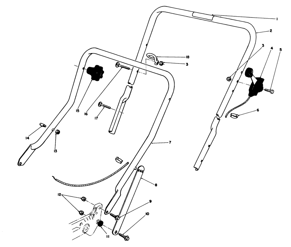 Handle Assembly Diagram and Parts List for 20588C 8000001 - 8999999 Toro Lawn Mower