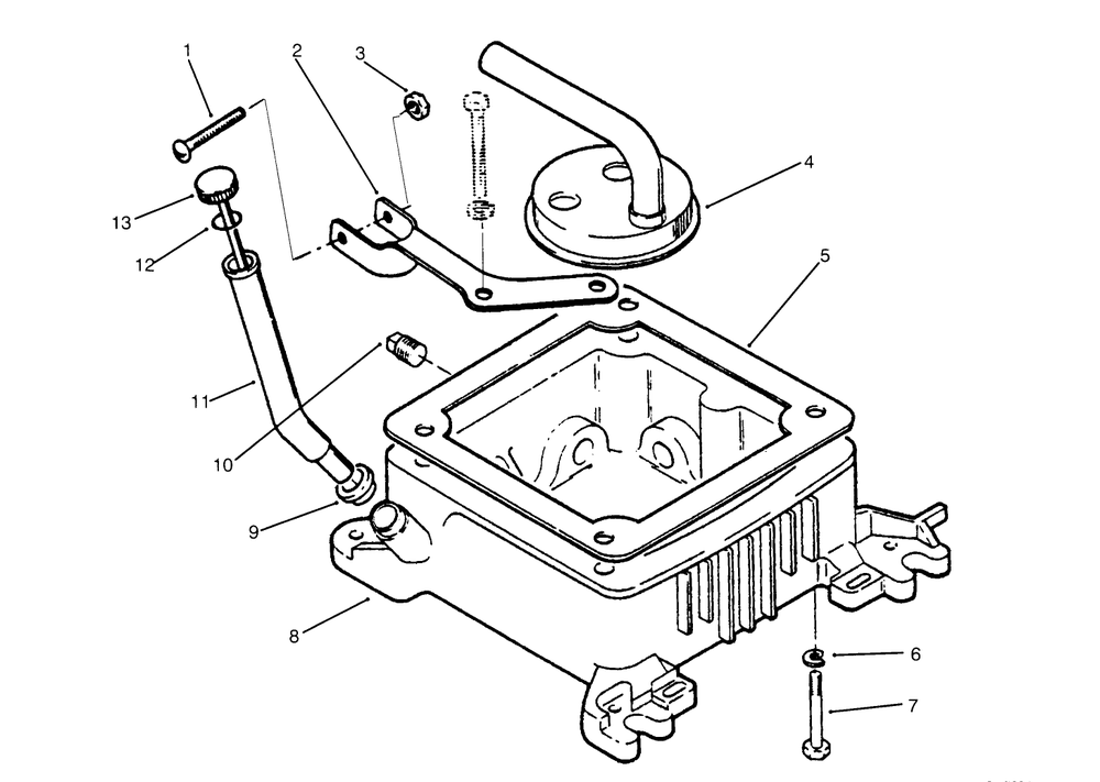 Oil Fill Tube, Bracket & Base Diagram and Parts List for 73501 59000412 - 59002868 Toro Lawn Tractor