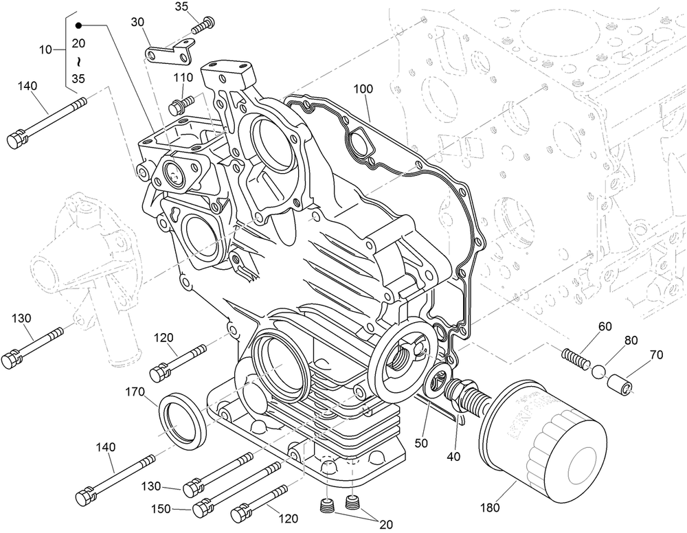 Gear Case And Oil Filter Cartridge Assembly Diagram and Parts List for 74267 403247200-999999999 Toro Lawn Mower