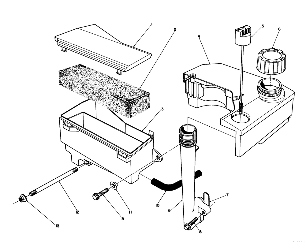 Air Cleaner & Fuel Tank Assembly (Model No. Vmj8) Diagram and Parts List for 20622C 9000001 - 9999999 Toro Lawn Mower