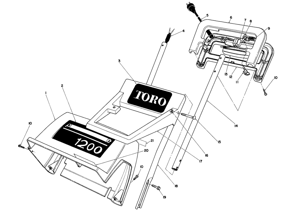 Handle Assembly Diagram and Parts List for 38005 4900001 - 4999999 Toro Snow Blower