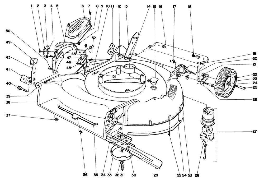 Housing Assembly Model No. 19271 Diagram and Parts List for 19271 1000001 - 1999999 Toro Lawn Mower