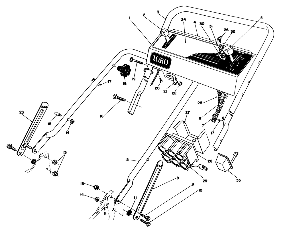 Handle Assembly Diagram and Parts List for 20322 2000001 - 2999999 Toro Lawn Mower
