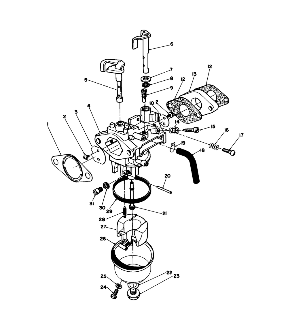 Carburetor Assembly Diagram and Parts List for 20626C 6000001 - 6999999 Toro Lawn Mower