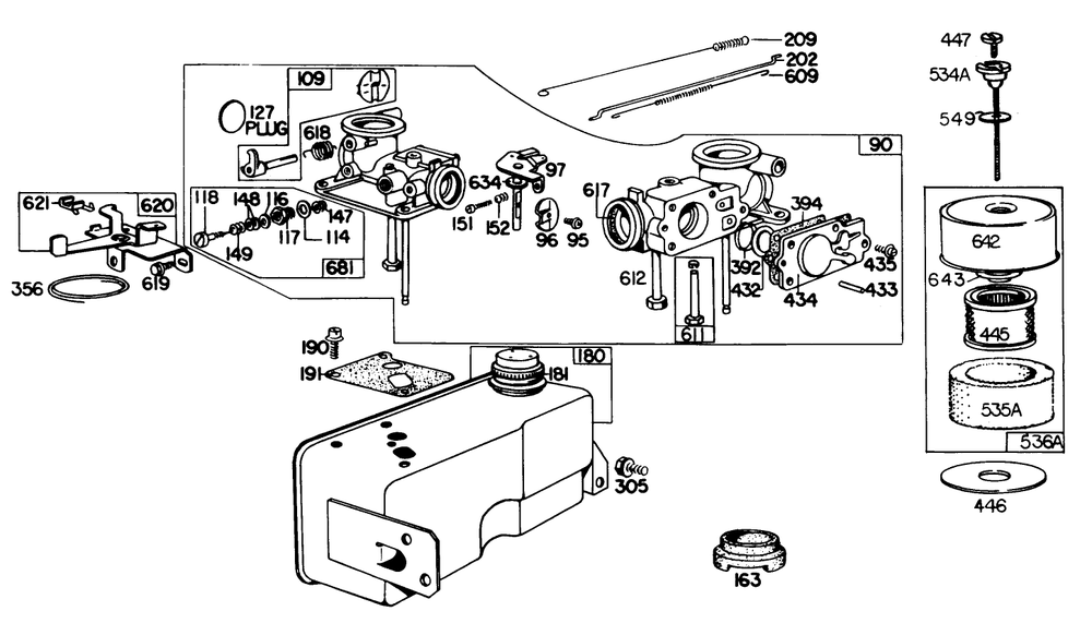 Engine Briggs & Stratton Model 130902-0543-01 Diagram and Parts List for 23158 8000001 - 8999999 Toro Lawn Mower