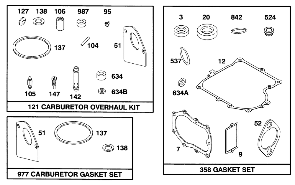 Engine Briggs & Stratton Model 283707-0156-01 Diagram and Parts List for 71201 6900001 - 6999999 Toro Lawn Tractor