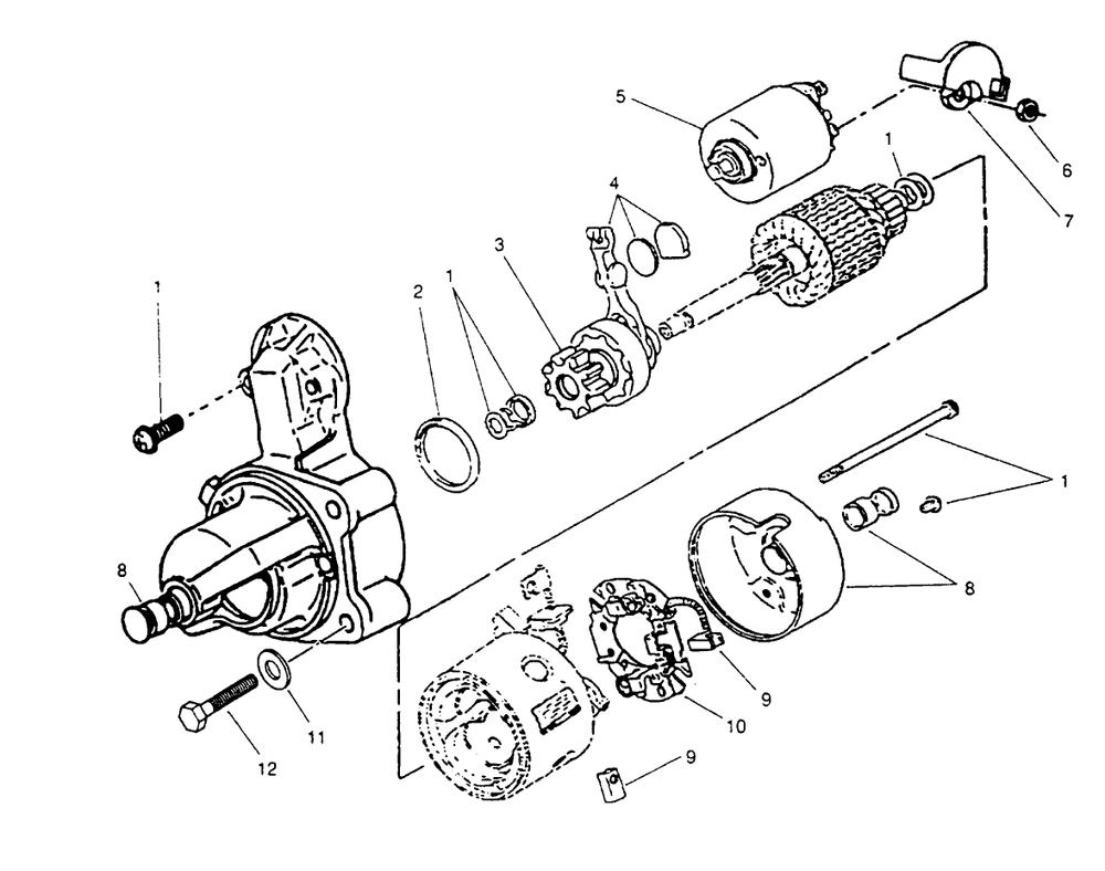 Starter Diagram and Parts List for 74140 690001 - 699999 Toro Lawn Tractor