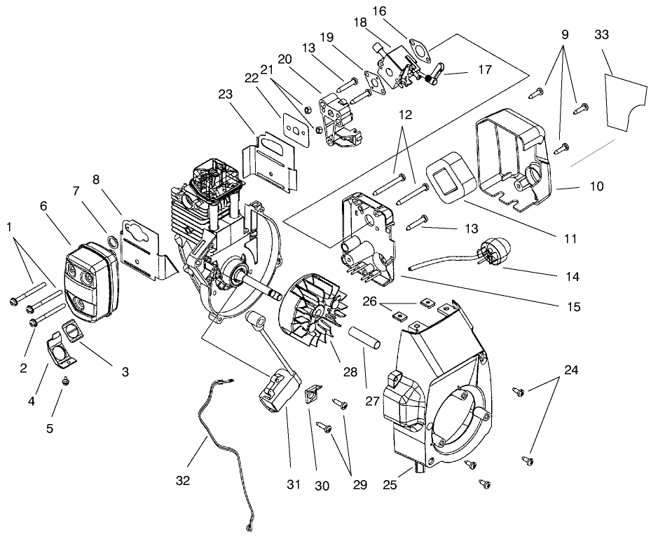 Carburetor & Muffler Assemblies Diagram and Parts List for 51927 79000001 - 79999999 Toro Trimmer
