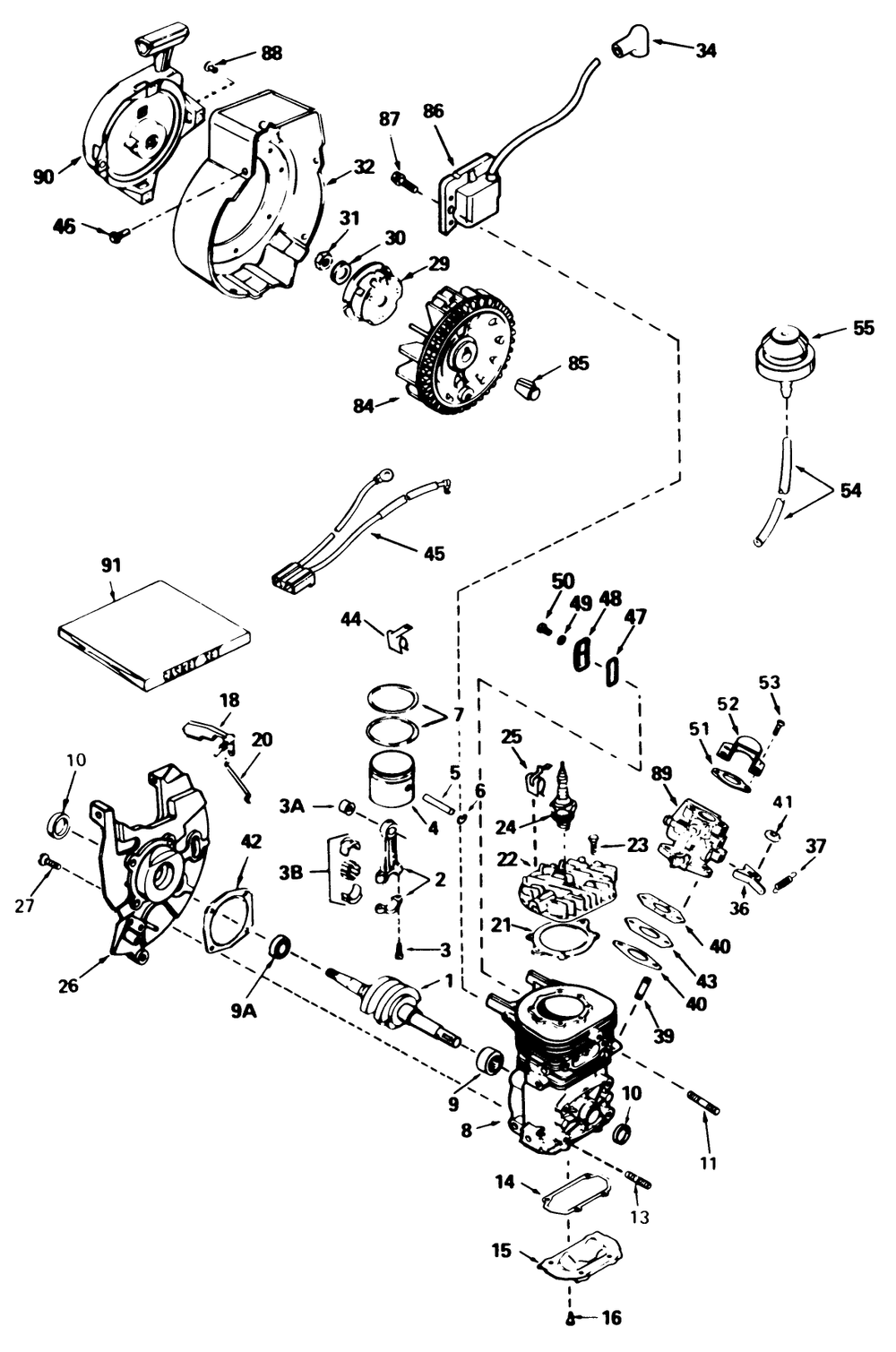 Engine Tecumseh Model No. Ah-600 Type 1622-N Diagram and Parts List for 38165 9000001 - 9999999 Toro Snow Blower