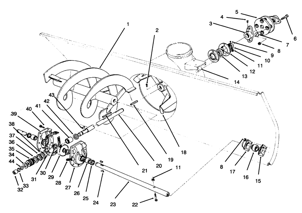 Auger Assembly Diagram and Parts List for 30761 690001 - 699999 Toro Snow Blower