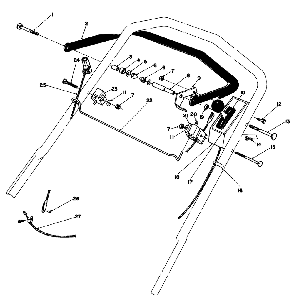 Control Assembly Diagram and Parts List for 20570 3000001 - 3999999 Toro Lawn Mower