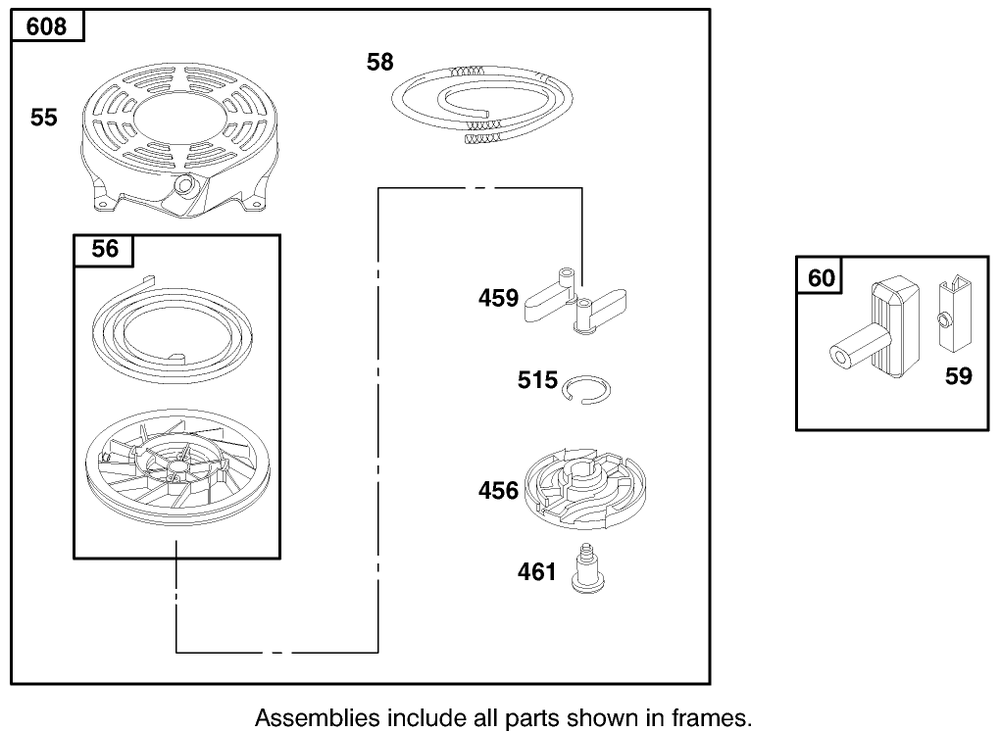 Engine Briggs & Stratton Model 12f702-1741-A1 Diagram and Parts List for 53080 890001 - 899999 Toro Leaf Blower / Vacuum