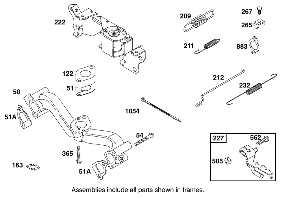 Manifold Intake And Governor Control Assembly Diagram and Parts List for 12003 220000001 - 220999999 Toro Lawn Tractor